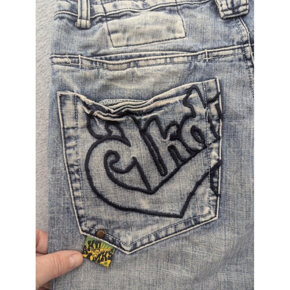 Vintage Akademiks Jeans Mens 32 Blue Baggy Embroidered Back Pockets Classic Y2K - Picture 12 of 16
